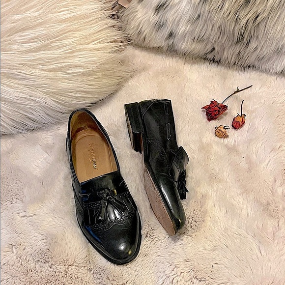 Nordstrom Italy Men’s Black Leather Slip On Wingtip Kiltie Tassel Oxford Loafers main image 13